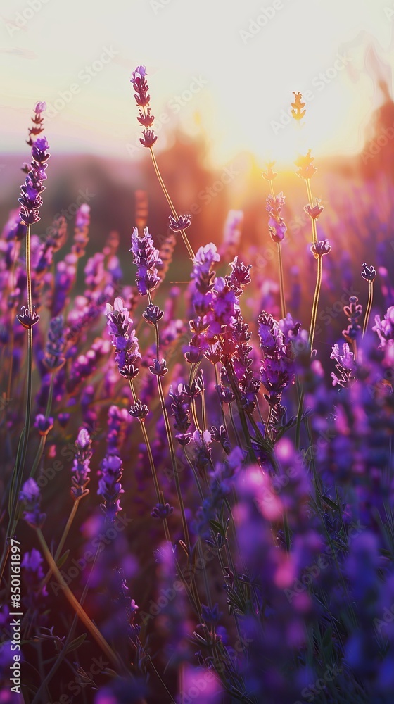 Naklejka premium Blooming lavender in a field. Beautiful background