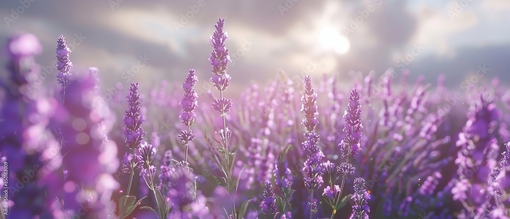 Fototapeta premium Blooming lavender in a field. Beautiful background