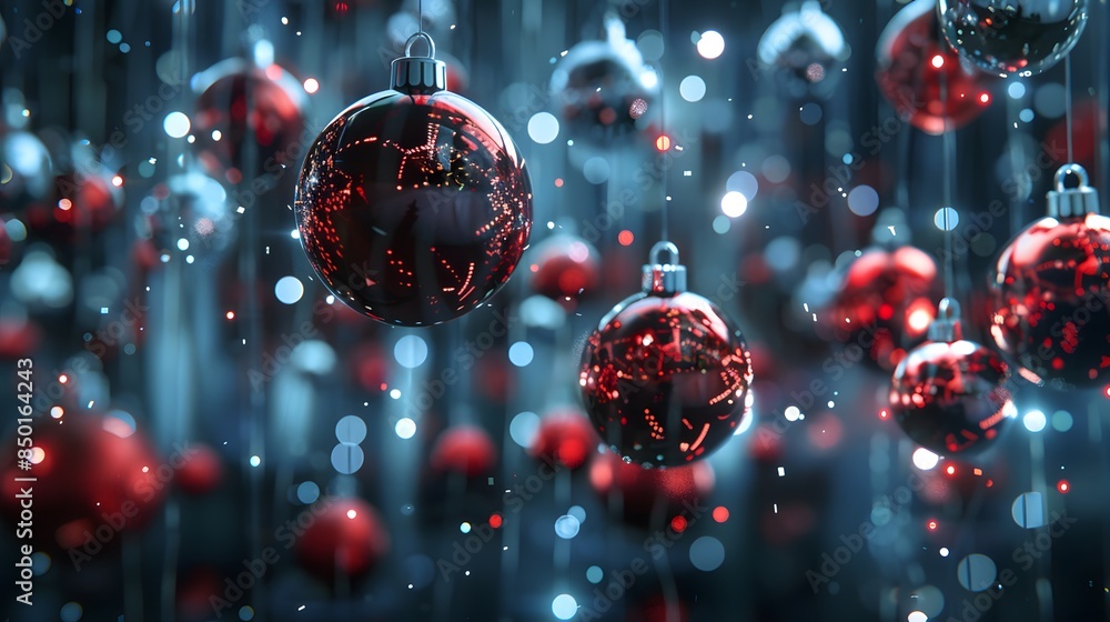 Red and silver christmas baubles isolated 3D rendering. Red and silver christmas baubles isolated 3D rendering.