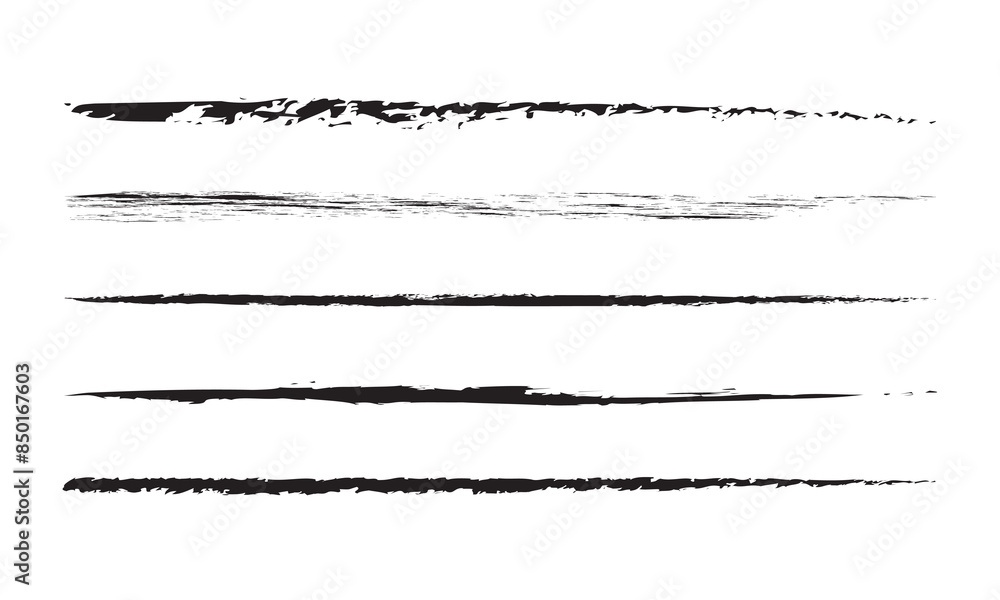 Brush underline stroke set. Mark brush line paint vector stroke. Hand drawn texture pencil, pen underline. Vector illustration