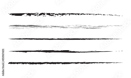 Brush underline stroke set. Mark brush line paint vector stroke. Hand drawn texture pencil, pen underline. Vector illustration