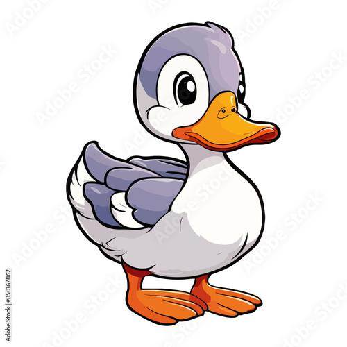 cartoon of a cute duck full body standing, ai generated