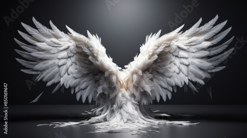 Fantasy angel wings for fashion design and cosplay on black background, ideal for dress up parties photo