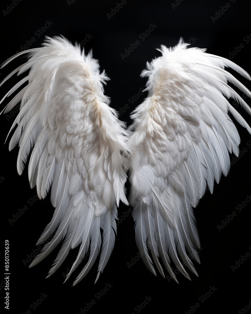 Fantasy angel wings on black background for fashion, cosplay, and dress up parties Fantasy angel wings on black background for fashion, cosplay, and dress up parties