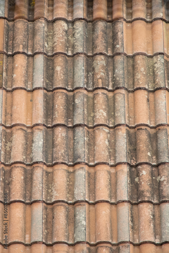 Red corrugated tiles element of roof tile pattern top background Red corrugated tiles element of roof tile pattern top background