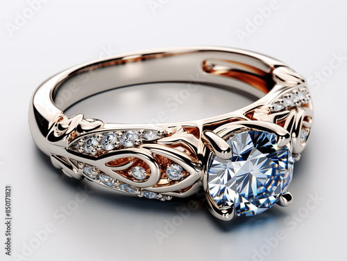 Diamond ring in jeweler box photo