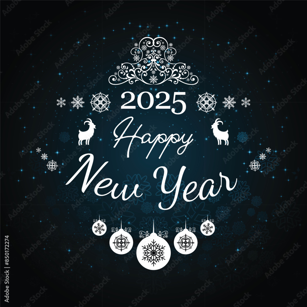 Happy New Year 2025 text design. Happy New Year 2025 text design.