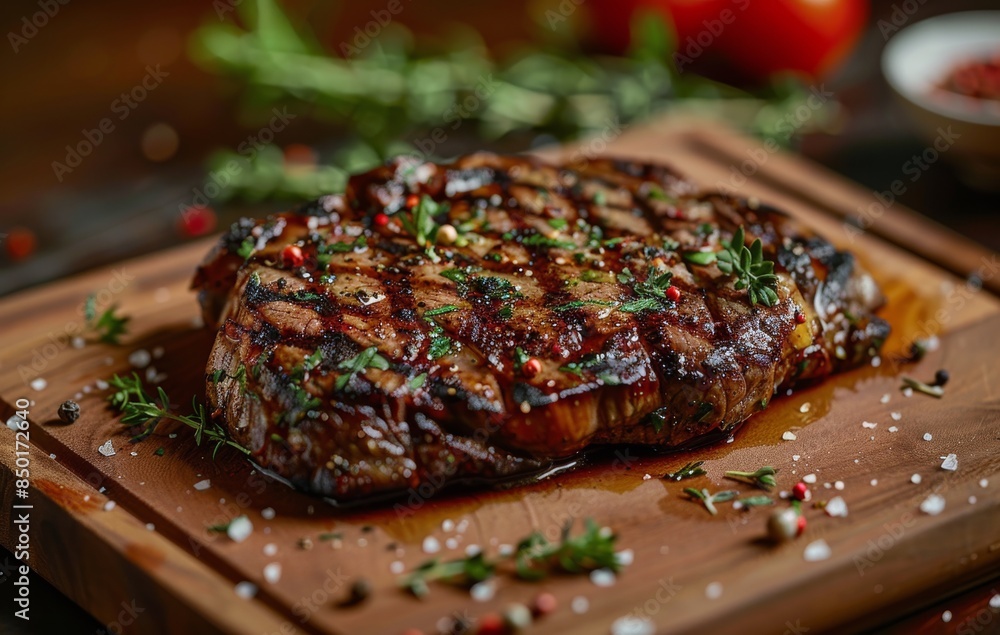 Close Up of Grilled Steak on Wooden Cutting Board Close Up of Grilled Steak on Wooden Cutting Board