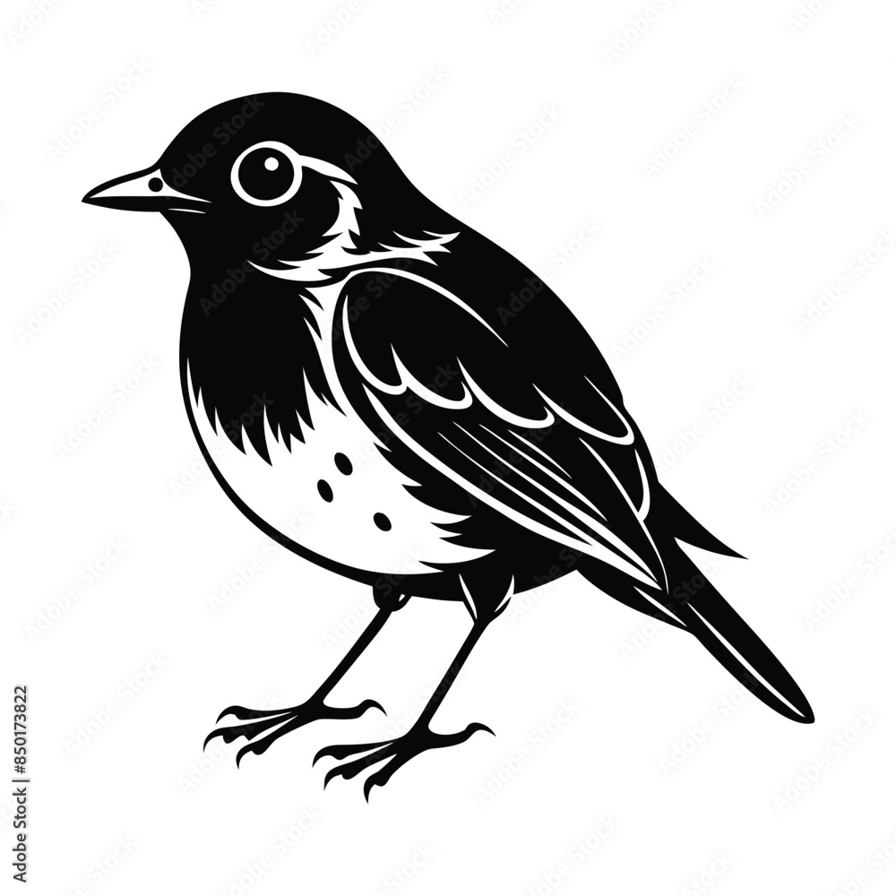 Obraz premium Robin bird logo style silhouette vector illustration