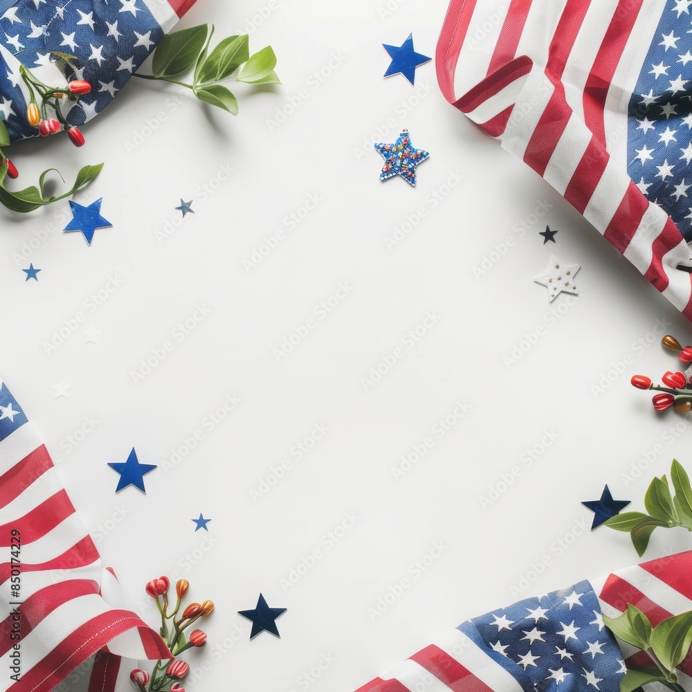 Fototapeta premium Simple white background with subtle Patriot Day decorations.