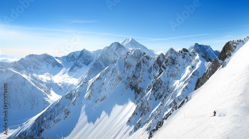 A skier enjoys the vast, pr...