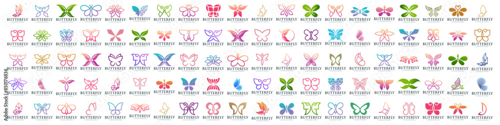 set of creative abstract butterfly logo design. Vector illustration set of creative abstract butterfly logo design. Vector illustration