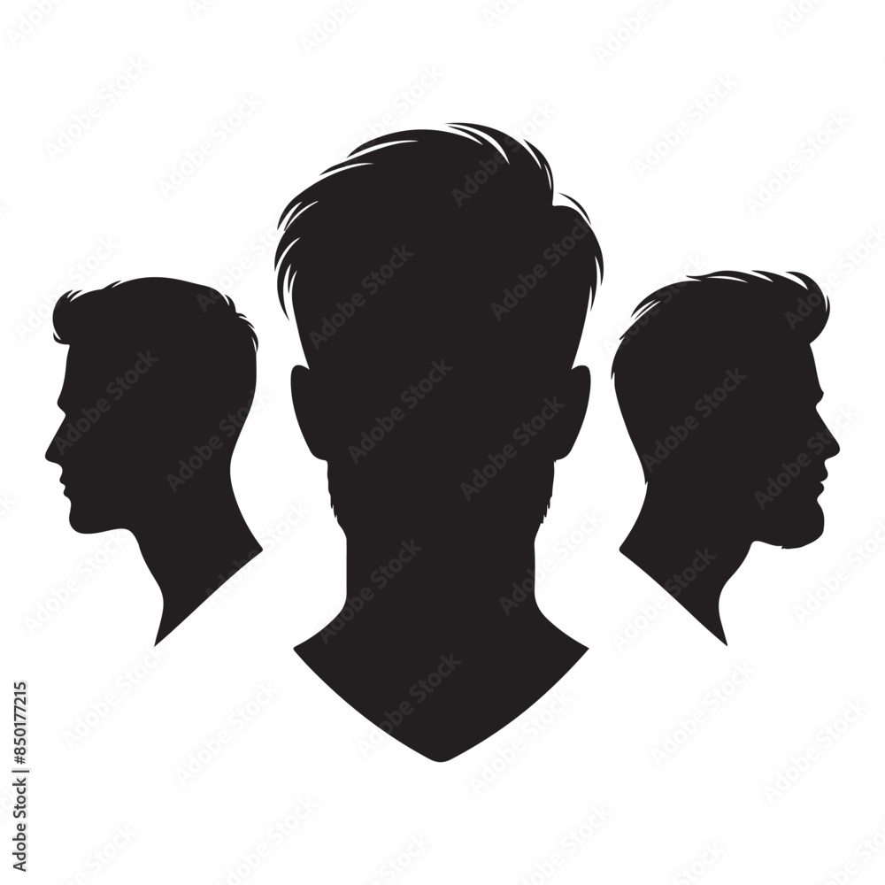 Silhouette set of men head. Vector isolated illustration Silhouette set of men head. Vector isolated illustration
