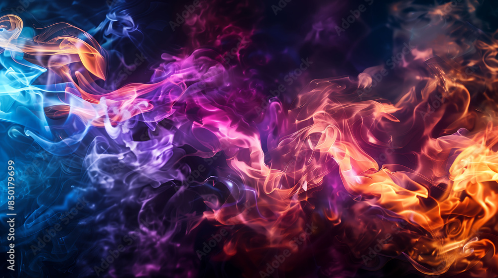 Fototapeta premium Colorful bursts of smoke against a dark background, creating dynamic and captivating patterns