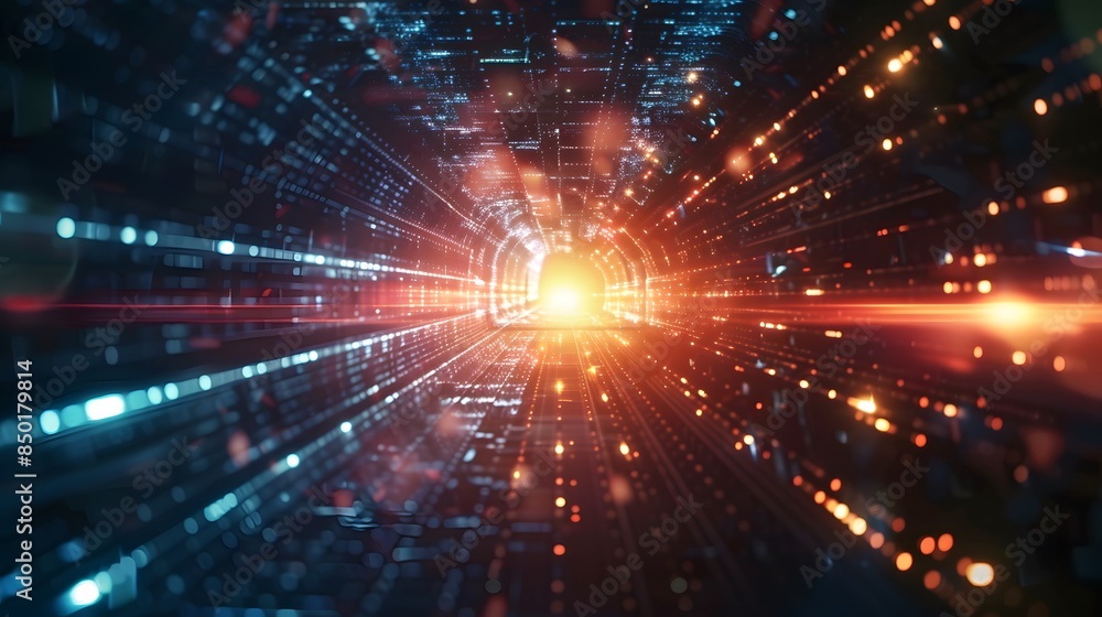 Abstract science fiction futuristic background with lens flare, representing the concept of space or time travel over bright lights. Abstract science fiction futuristic background with lens flare, representing the concept of space or time travel over bright lights.