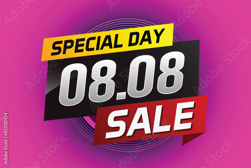 8.8 Special day sale word concept vector illustration with ribbon and 3d style for use landing page, template, ui, web, mobile app, poster, banner, flyer, background, gift card, coupon

