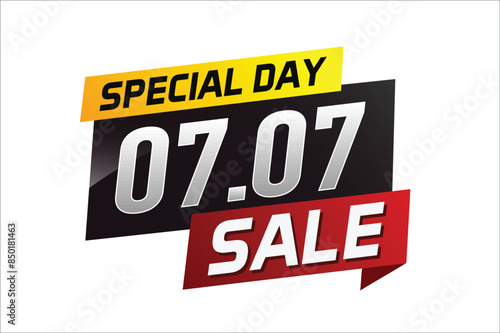 7.7 Special day sale word concept vector illustration with ribbon and 3d style for use landing page, template, ui, web, mobile app, poster, banner, flyer, background, gift card, coupon

