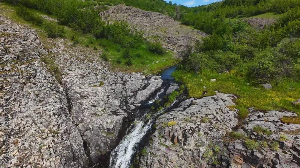 Drone view Waterfall of creation, Krumovgrad Bulgaria Drone view Waterfall of creation, Krumovgrad Bulgaria