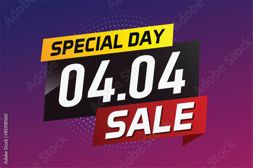 4.4 Special day sale word concept vector illustration with ribbon and 3d style for use landing page, template, ui, web, mobile app, poster, banner, flyer, background, gift card, coupon

