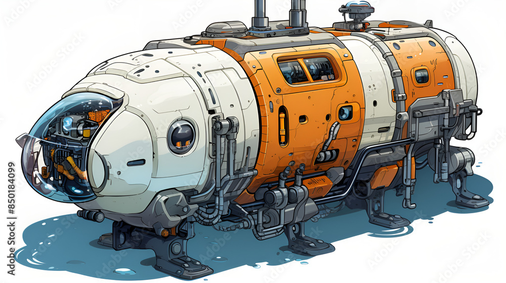 Orange and White Robot with Large Storage Tank Orange and White Robot with Large Storage Tank