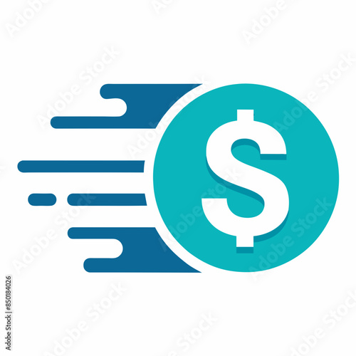 Fast coin dollar icon vector art illustration