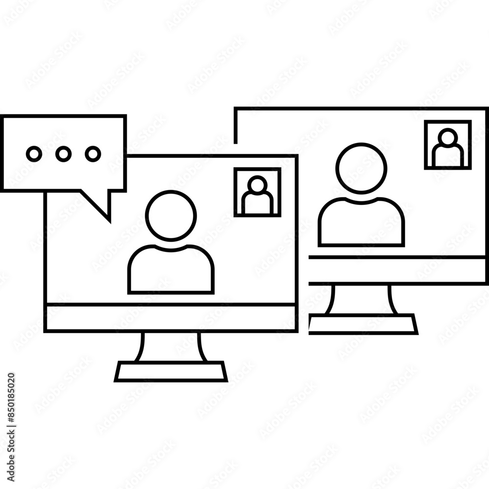 Online Meeting Line Icon Online Meeting Line Icon