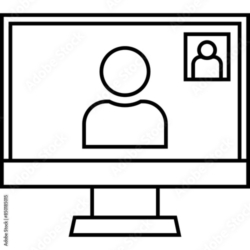 Online Meeting Line Icon