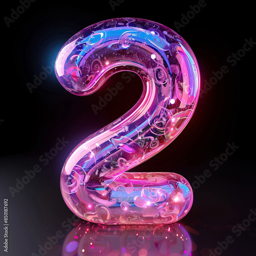 Wallpaper Mural 3d rendering number font 2, countdown concept with number 2 Torontodigital.ca