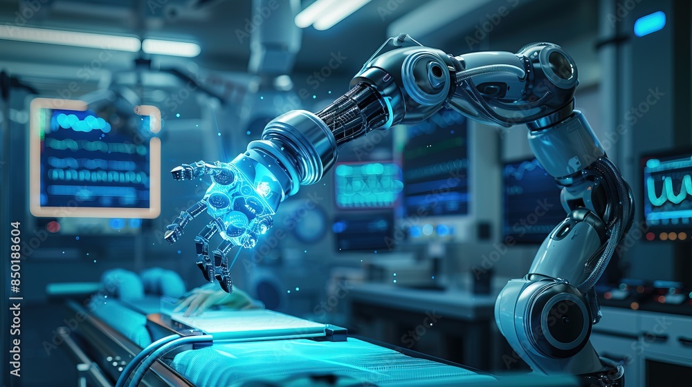 Future robotic arms performing automated medical health care operation for future precision surgical robot Future robotic arms performing automated medical health care operation for future precision surgical robot