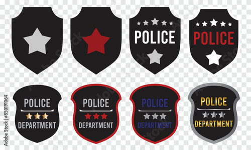 Police badge icon. Set of security shield icons.