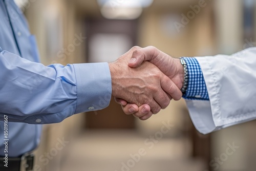 Two people in shirts shaking hands