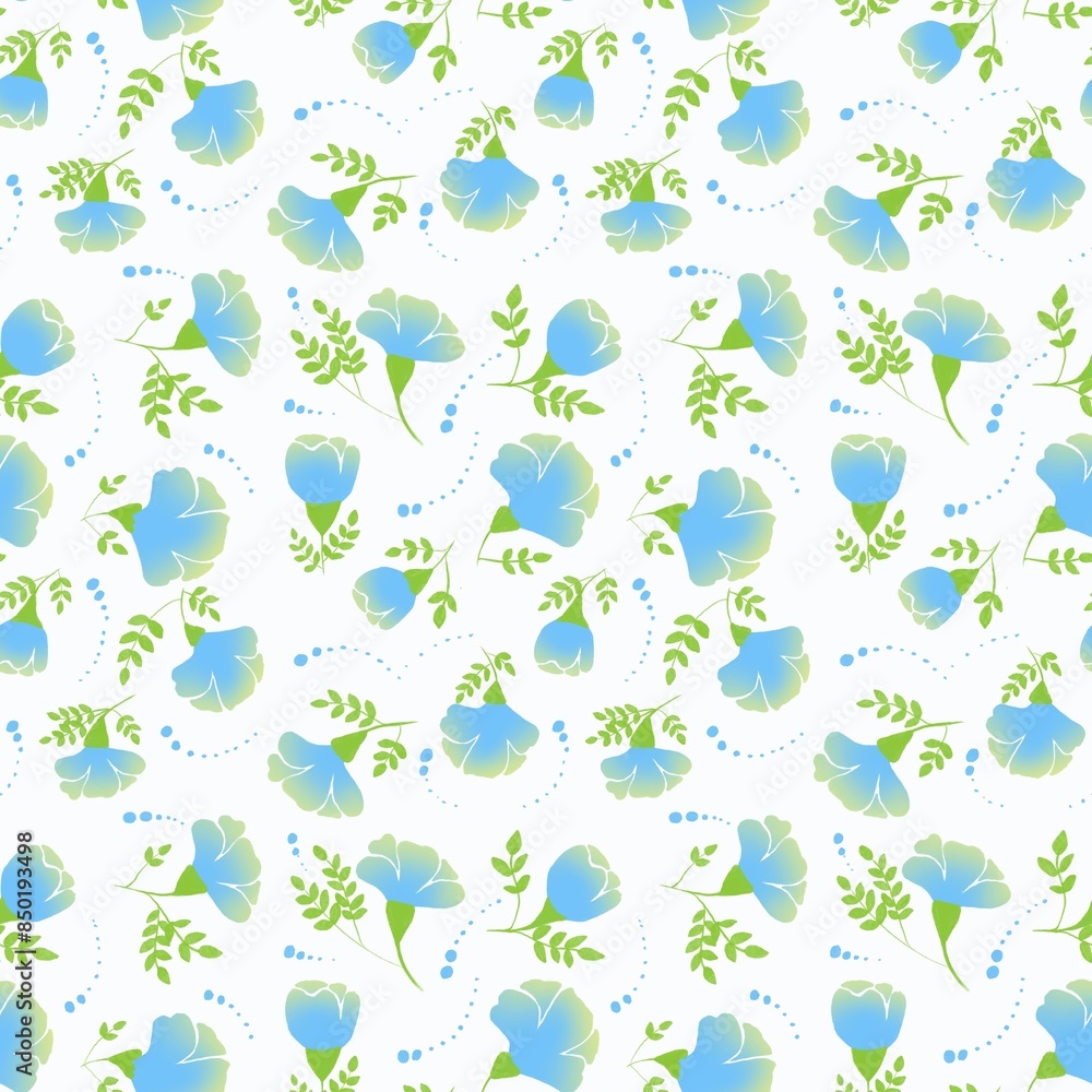 Seamless floral blue style pattern Seamless floral blue style pattern