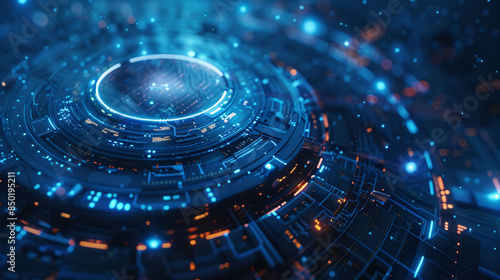 Wallpaper Mural Abstract energy glowing circle, halo 3d rendering scene concept illustration Torontodigital.ca