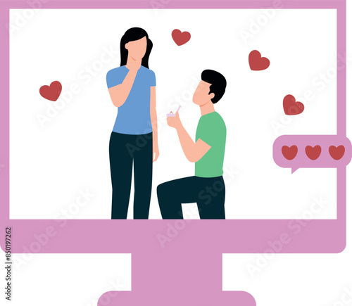 The boy is proposing to a girl.