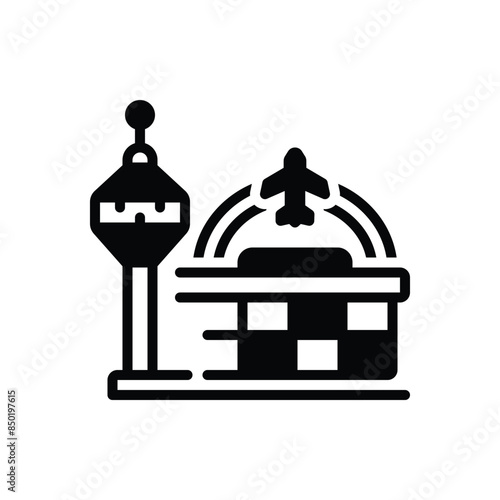 Black solid icon for airport