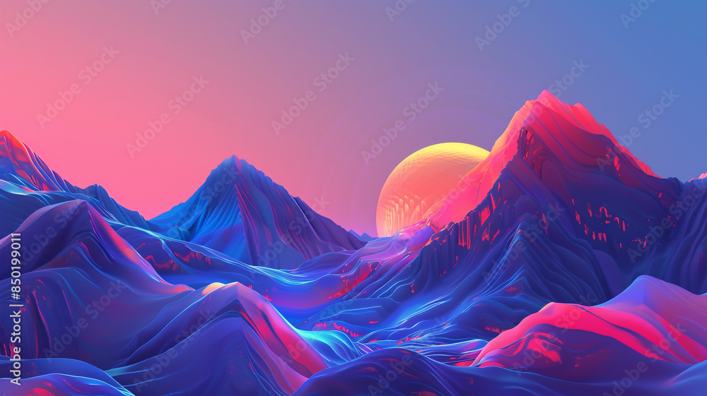 Vibrant mountain scene at sundown Vibrant mountain scene at sundown