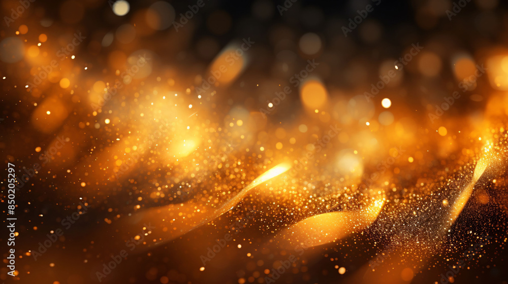 Fototapeta premium Luxurious golden particle background, abstract graphic poster PPT background