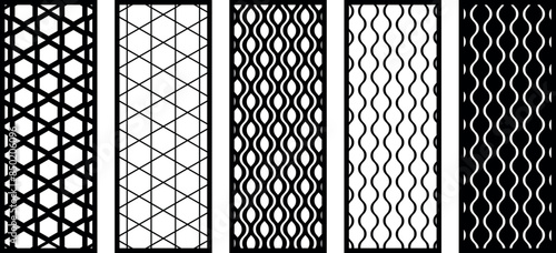 Decorative wall panels set, pattern with abstract flowers