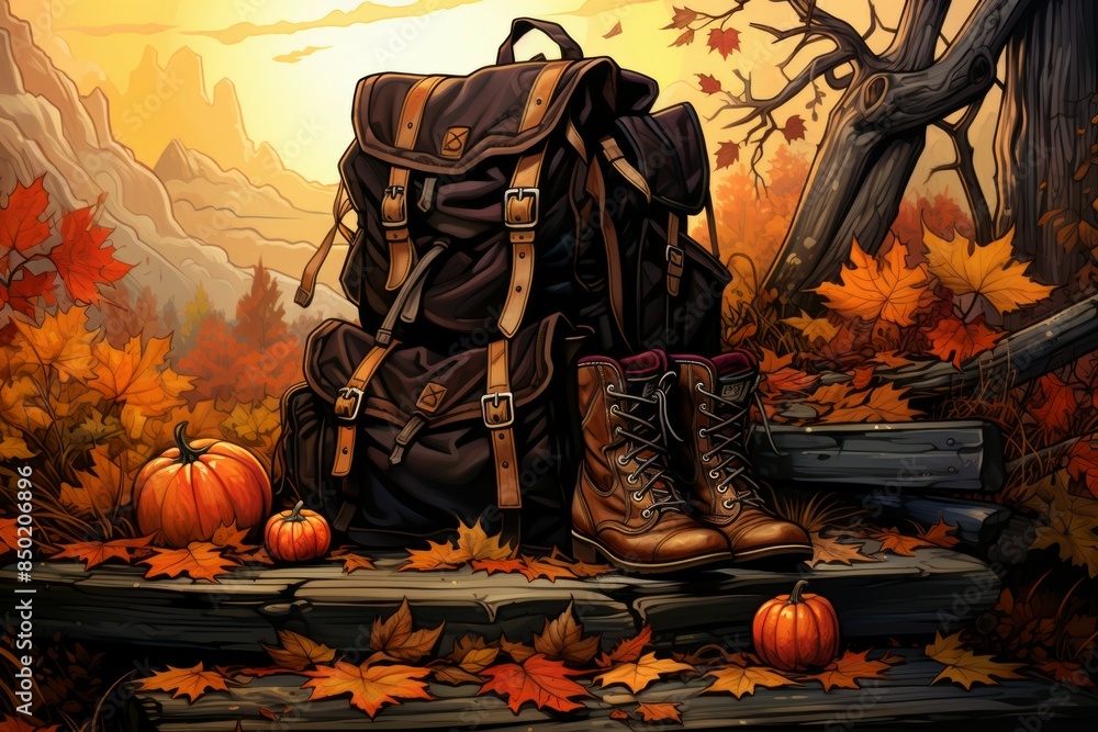 Naklejka premium Hiking gear - Generative AI