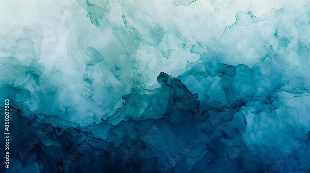 Ink washes in a gradient of blues and greens, topdown view, calming effect, smooth flow Ink washes in a gradient of blues and greens, topdown view, calming effect, smooth flow