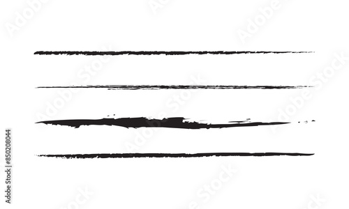 Collection of hand-drawn lines, brush lines, brush strokes, underlines, various shapes of doodle style, Vector illustration.