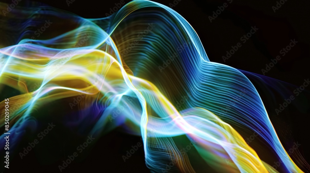 Obraz premium Abstract Colorful Waves in Motion on black background