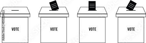 Hand voting ballot box icon, Election Vote concept, Simple line design eps 10n for web site, logo, app, UI, Vector illustration