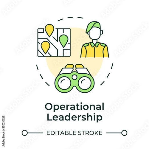 Operational leadership multi color concept icon. Military task, local map. Town location. Round shape line illustration. Abstract idea. Graphic design. Easy to use in infographic, presentation