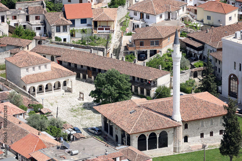 The Royal Mosque, behind it Tekke and Caravanserai in Berat, Albania The Royal Mosque, behind it Tekke and Caravanserai in Berat, Albania
