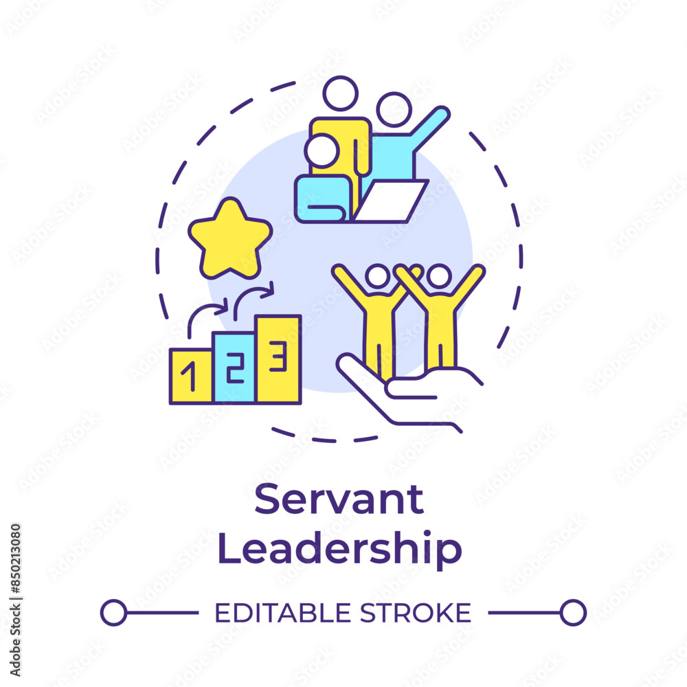 Servant leadership multi color concept icon. Progress steps ...