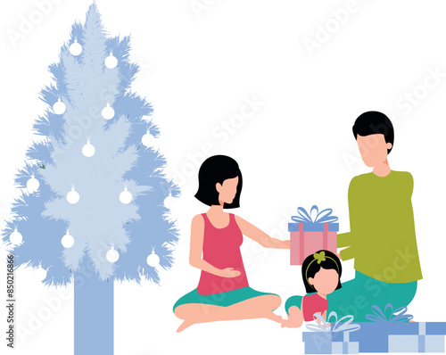The family is celebrating Christmas.