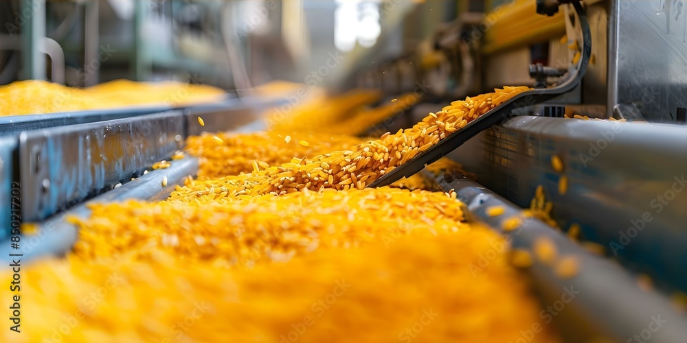 Hopper Rice Root Automated Hopper Sorter Separates Golden Rice Grains onto Conveyor Belt ...
