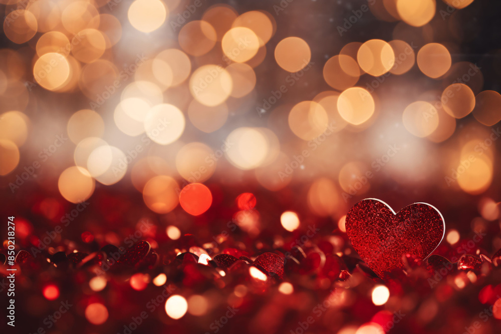 Abstract Valentine's Day background with red heart shape and blurred bokeh, holiday love concept illustration Abstract Valentine's Day background with red heart shape and blurred bokeh, holiday love concept illustration