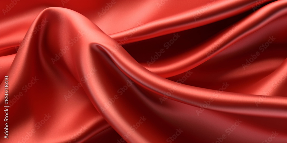 Obraz premium Red silk background, flowing red cloth 3D rendering